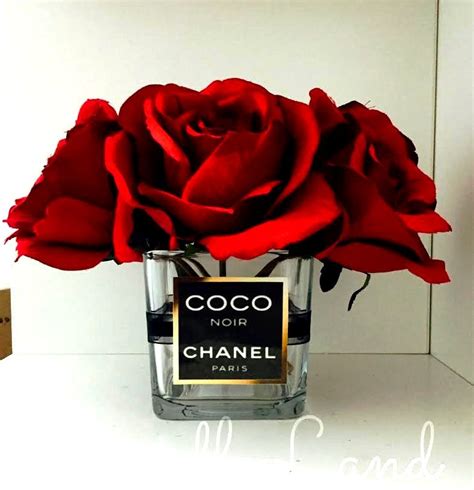 chanel inspired vase with flowers|Chanel vase with roses.